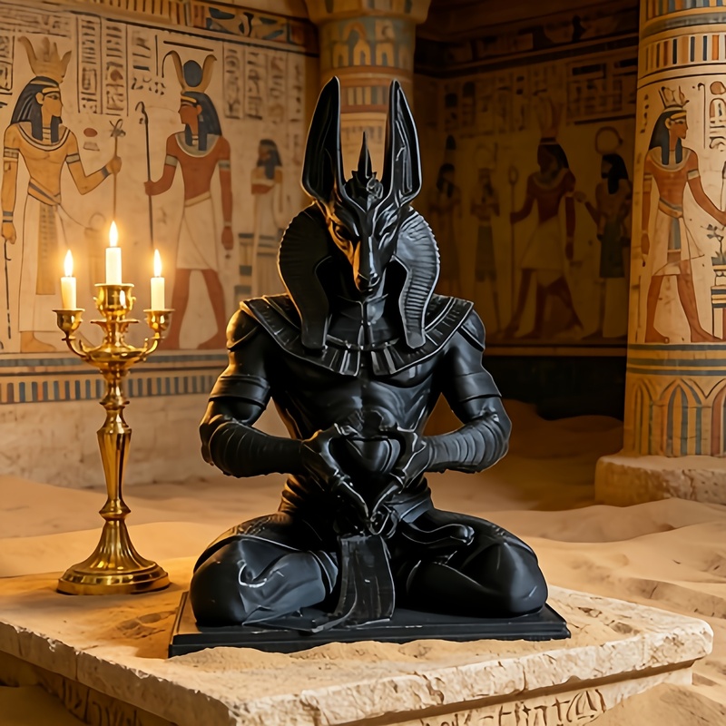 Model Kit Anubis - 3D‑Printed Heart‑Shaped Anubis Statue, Black Egyptian