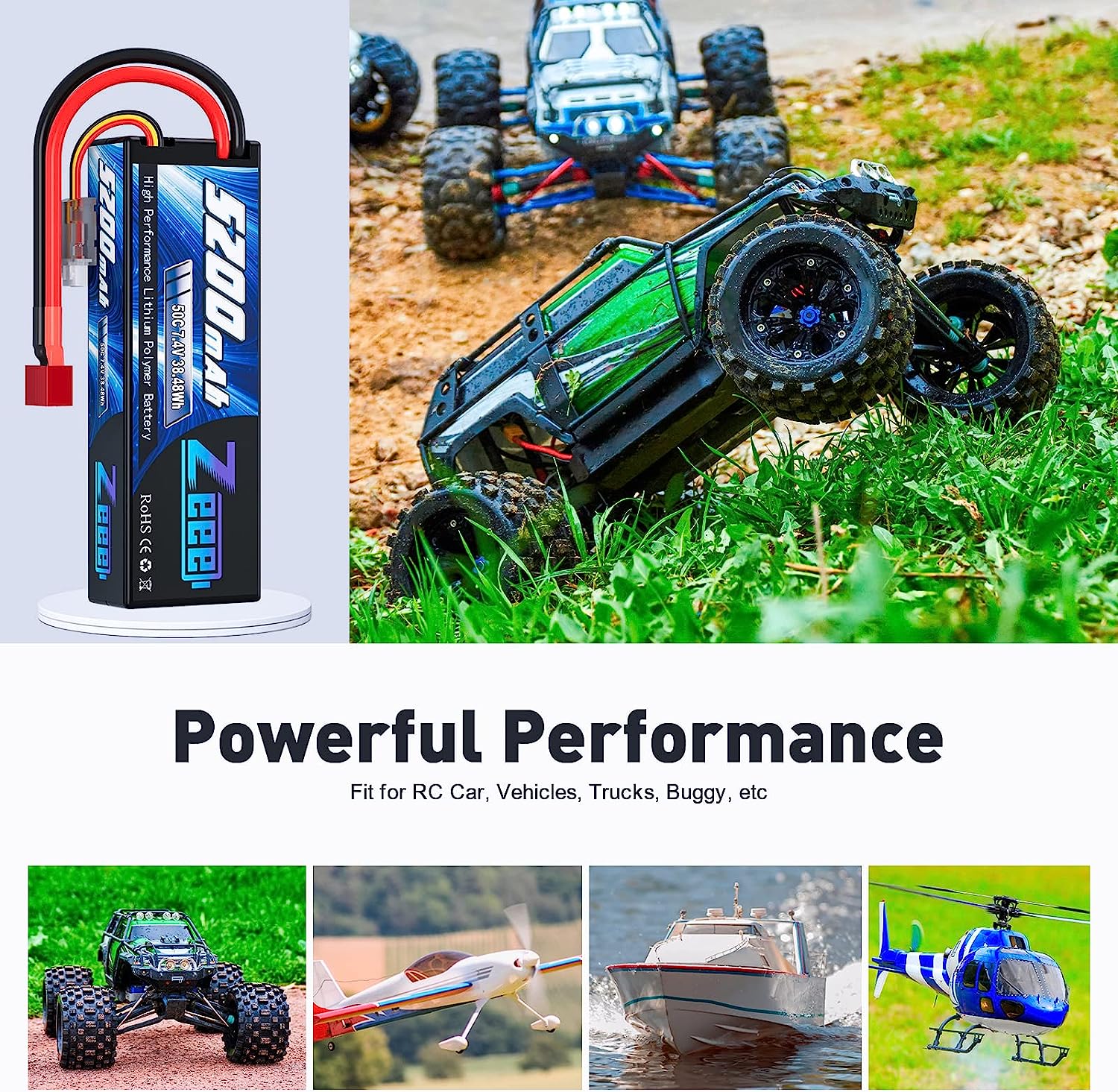 Zeee 5200mAh 2S RC Lipo Batter - Model Kit Helicopter review and price
