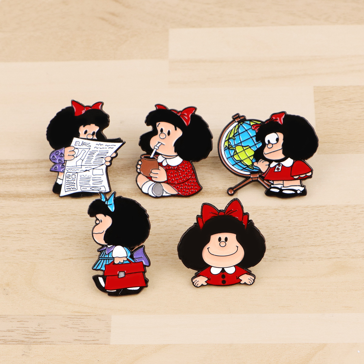 5pcs Cute Girl Enamel Pin Set  - Model Kit Girl review and price