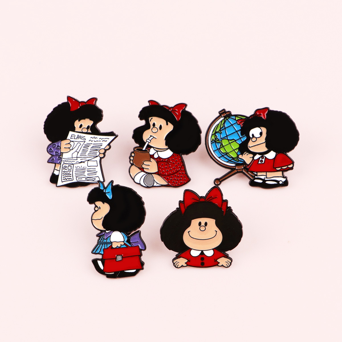 5pcs Cute Girl Enamel Pin Set  - Model Kit Girl review and price